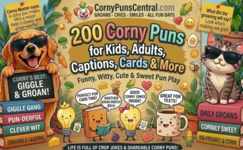 200 Corny Puns for Kids, Adults, Captions, Cards & More