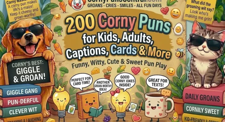 200 Corny Puns for Kids, Adults, Captions, Cards & More