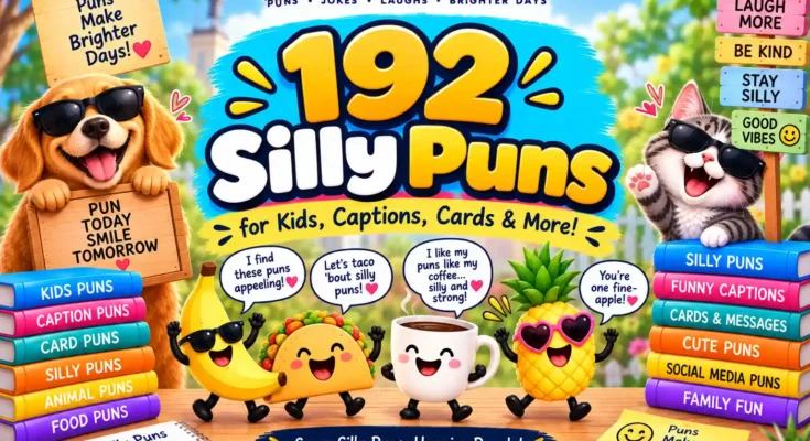 192 Silly Puns for Kids, Captions, Cards & More
