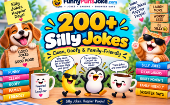 # 200+ Silly Jokes: Clean, Goofy & Family-Friendly If you need **silly jokes** for kids, family, friends, school, parties, or captions, you're in the right place. This collection focuses on quick setups, goofy situations, playful wordplay, and clean punchlines. You'll find jokes for different ages and settings, including animal jokes, food jokes, one-liners, knock-knock jokes, school humor, birthday lines, holiday jokes, texts, captions, and cards. Pick the style that fits the moment and let the silliness do the rest. ## Quick Answer **Silly jokes** are playful jokes built around goofy situations, unexpected answers, simple wordplay, or harmless nonsense. The best ones are easy to understand, easy to remember, and fun to share. ## TL;DR • 🤪 Pick simple jokes for younger children. • 👨‍👩‍👧 Use clean jokes for family gatherings. • 🐶 Animal jokes are easy to visualize. • 📚 School jokes work well in classrooms. • 📸 One-liners make quick captions. • 🎉 Birthday jokes fit cards and parties. ## Silly Jokes for Kids Young joke-tellers usually enjoy humor they can picture instantly. Animals, food, school supplies, and everyday objects make excellent starting points. Keep the setup short and let children enjoy the punchline without explaining it. Sometimes the biggest laugh comes from saying an ordinary idea in a completely silly way. • Why did the crayon bring a suitcase? It was ready to draw new conclusions. • What did the shoe say after breakfast? “I'm feeling well fed.” • Why did the pencil sit by the window? It wanted a better point of view. • What did the backpack say on Friday? “I'm ready to unpack.” • Why did the spoon wear sunglasses? It was serving serious style. • What did the blanket say before bedtime? “I've got this covered.” • Why did the eraser become a detective? It was good at removing clues. • What did the lunchbox say to the sandwich? “You belong inside.” • Why did the ruler bring a map? It wanted to measure the distance. • What did the notebook say after school? “That was quite a page-turner.” • Why did the glue feel confident? It knew how to stick with things. • What did the marker tell the paper? “I'll make my point clear.” ## Clean Silly Jokes for Families Family humor works best when everyone can enjoy the punchline. Avoid jokes that depend on embarrassment, insults, or complicated references. These are easy choices for dinner tables, family game nights, car rides, and lazy afternoons together. 👨‍👩‍👧 • Why did the sofa join the family photo? It wanted to support everyone. • Our refrigerator tells the coolest jokes in the house. • Why did the family calendar get invited? Everyone could count on it. • My family started a band, but nobody could agree on the volume. • Why did the kitchen clock feel important? It always knew when dinner was coming. • Our toaster loves family breakfast because it gets a warm welcome. • Why did the lamp join the family meeting? It wanted to shed some light. • My family plays cards so seriously that even the snacks get nervous. • Why did the couch become everyone's favorite? It was always there for support. • Our dinner table has great manners because everyone knows how to pass things along. • Why did the family plant get invited to every gathering? It had really grown on us. • My family's favorite exercise is running out of snacks. ## Short Silly One-Liners One-liners are useful when you need a joke without a long setup. They're especially handy for texts, lunchbox notes, captions, and quick conversations. Say the line naturally and move on. A short pause after the punchline can make the silliness land better. • My shoes are great friends because they always stick together. • My calendar is busy because its days are numbered. • I asked my ruler for advice. It told me to measure my options. • My backpack needs a vacation. It's carrying too much emotional baggage. • My pencil has confidence because it always has a point. • My blanket is trustworthy because it covers for everyone. • My socks started a club. They wanted to stay together. • My notebook is dramatic because everything becomes a big issue. • My alarm clock and I disagree about what “morning” means. • My shoes wanted a promotion, but they were still stuck at ground level. • My headphones are excellent listeners. They never interrupt. • My bookmark is patient. It knows exactly where I left off. ## Goofy Animal Jokes Animals make excellent silly-joke characters because you can give them completely unexpected personalities. A dog can become a chef, a turtle can become a traveler, and an owl can become a homework expert. 🐶 • Why did the dog open a restaurant? It wanted to serve paw-sta. • What did the cat say after finishing a puzzle? “That was claw-some.” • Why did the turtle bring a suitcase? It was taking things slowly. • What does a cow play at a concert? Moo-sic. • Why did the duck carry a notebook? It had quack-tice to do. • What did the sheep say before bedtime? “Time to count me.” • Why did the rabbit become a gardener? It had a natural talent for harebs. • What does a polite horse say? “Neigh, thank you.” • Why did the squirrel save every acorn? It believed in nut-ting to waste. • What did the owl say during math? “Whooo knows the answer?” • Why did the frog bring a microphone? It had something ribbit-ing to say. • What did the penguin say about winter? “This is totally my scene.” ## Silly Food Jokes Food gives silly humor an endless supply of familiar characters. A sandwich can have an attitude, a potato can have a plan, and a cookie can have a bad day. These jokes are useful around the dinner table, at parties, or whenever someone starts talking about snacks. 🍕 • Why did the sandwich apply for a job? It wanted to earn its bread. • What did the pancake say after exercising? “I'm feeling batter already.” • Why did the potato avoid arguments? It didn't want to get mashed into the problem. • What did the bread say at breakfast? “Let's make this a toast-worthy day.” • Why did the orange stop talking? It ran out of juice. • What did the cheese say after winning? “That was grate!” • Why did the popcorn love parties? It always popped up at the right time. • What did the grape say before the race? “I hope I wine.” • Why did the sandwich need a break? It was feeling a little pressed. • What did the cookie say to the milk? “We make a great team.” • Why did the carrot get promoted? It had a healthy attitude. • What did the pizza say when it needed help? “I knead somebody.” ## Silly Knock-Knock Jokes Knock-knock jokes are great for interactive humor because the listener has a role too. They're especially easy for children to memorize and perform. Keep each exchange moving. The rhythm is part of the fun, even when the punchline is wonderfully corny. • Knock, knock. Who's there? Canoe. Canoe who? Canoe open the door? • Knock, knock. Who's there? Lettuce. Lettuce who? Lettuce tell another joke. • Knock, knock. Who's there? Tank. Tank who? You're welcome! • Knock, knock. Who's there? Atch. Atch who? Bless you! • Knock, knock. Who's there? Harry. Harry who? Harry up and answer. • Knock, knock. Who's there? Olive. Olive who? Olive hearing silly jokes. • Knock, knock. Who's there? Bee. Bee who? Bee ready for another one. • Knock, knock. Who's there? Snow. Snow who? Snow problem. • Knock, knock. Who's there? Donut. Donut who? Donut forget to smile. • Knock, knock. Who's there? Cow says. Cow says who? Cows say moo! • Knock, knock. Who's there? Banana. Banana who? Banana another joke is coming. • Knock, knock. Who's there? Alpaca. Alpaca who? Alpaca suitcase for the trip. ## Corny Silly Dad Jokes Dad jokes don't need complicated comedy. They rely on familiar words, predictable setups, and punchlines that make people groan before they smile. That's part of their charm. Deliver them confidently and don't apologize for the cheesiness. • Why did the scarecrow get promoted? It was outstanding in its field. • Why did the bicycle stop moving? It was two-tired. • What do you call a sleeping bull? A bulldozer. • Why did the math book need help? It had too many problems. • Why did the golfer carry spare pants? In case he got a hole in one. • Why did the broom get invited? It knew how to sweep people off their feet. • What did the ocean say to the beach? Nothing. It just waved. • Why did the computer take a break? It needed to reboot its attitude. • Why did the pencil feel important? It had a point to make. • What did one wall say to another? “I'll meet you at the corner.” • Why did the calendar get a day off? It needed some time away. • Why did the clock get promoted? It was always on time. ## Silly School Jokes School jokes are easiest to use when they focus on familiar routines rather than making anyone the punchline. Books, pencils, homework, bells, backpacks, and recess provide plenty of harmless material. 📚 • Why did the pencil arrive early? It wanted to be sharp. • Why did the notebook smile? It had a great story. • What did the ruler say during math? “Let's keep things measured.” • Why did the backpack complain? It was carrying too much work. • Why did the clock love school? It was always on time. • What did the eraser say after a mistake? “I've got this.” • Why did the book stay after class? It had another chapter to finish. • Why did the school bell feel important? Everyone listened to it. • What did the pencil case say? “I've got everything covered.” • Why did the library whisper? It preferred quiet humor. • Why did the calculator smile? It finally added some fun. • What did the homework say at bedtime? “I'll still be here tomorrow.” ## Silly Jokes for Friends Friend jokes should create a laugh without making someone the target. Goofy observations and shared situations are usually safer and easier to enjoy. These work in group chats, hangouts, sleepovers, or casual conversations. 😎 • My friend asked for advice, so I recommended snacks. • We planned a quiet afternoon and immediately ruined it with a kazoo. • My friend told me to act normal. I needed further instructions. • We started a serious conversation, then somebody mentioned pizza. • My friend wanted a clever nickname, so I called them “Nickname.” • We created a nap club, but attendance was terrible. • My friend asked what I was doing. I said, “Avoiding responsibility artistically.” • We tried taking a serious photo. Someone's eyebrow disagreed. • My friend said I needed balance, so I bought matching socks. • We planned a five-minute snack break. Dinner happened instead. • My friend asked for a joke. I gave them my entire personality. • We decided to be productive, then spent ten minutes discussing snacks. ## Silly Birthday Jokes Birthday humor should make the celebration feel warmer, not turn someone into the punchline. These work for cards, texts, party signs, gift tags, and quick birthday messages. 🥳 • Birthdays are proof that cake can solve many problems. • Why did the birthday candle smile? It was having a bright moment. • I brought a gift and a joke. The joke was easier to wrap. • Why did the balloon feel confident? It was full of itself. • Birthday rule: cake first, sensible decisions later. • Why did the party hat look happy? It was having a pointedly good day. • Another birthday means another excellent excuse for snacks. • Why did the gift box grin? It had something up its sleeve. • Your birthday wish came true: there is cake nearby. • Why did the card feel important? It had a message to deliver. • I tried to wrap your gift perfectly. The paper had other plans. • Hope your birthday is bright enough to need sunglasses. ## Silly Holiday Jokes Holiday jokes can be short, cheerful, and easy to share. Use familiar seasonal ideas so the punchline doesn't need a long explanation. These work for cards, family gatherings, classroom activities, and social captions. 🎄 • Why did the Christmas tree take a break? It needed to branch out. • What does a snowman eat for breakfast? Frosted flakes. • Why did the pumpkin feel confident? It was looking gourde-geous. • What did the snowflake say? “I'm one of a kind.” • Why did the turkey bring a notebook? It had plenty to gobble about. • Why did the ornament hang around? It loved being part of the scene. • What did the gift box say? “I've got something wrapped up.” • Why did the ghost enjoy Halloween? Nobody expected it to be visible. • What did the candy cane say? “Let's keep things sweet.” • Why did the pumpkin bring a map? It didn't want to get squash-lost. • Why did the reindeer carry directions? It didn't want to take the wrong sleigh. • What did the snowman say about winter? “This is my cool season.” ## Silly Jokes for Texts and Captions Text jokes need almost no setup. Caption jokes work best when they can stand alone beneath a photo. Keep these short enough to read quickly and flexible enough to fit different moods. 📸 • Current mood: professionally silly. • Too busy being unserious today. • My serious face is currently unavailable. • Today's plan: snacks and nonsense. • Making ordinary moments slightly ridiculous. • Powered by snacks and questionable ideas. • Serious photo, extremely unserious thoughts. • I came, I saw, I made it weird. • One joke away from complete nonsense. • My schedule says “busy.” My brain says “snacks.” • Just another day of avoiding boring conversations. • Normal was an option. I declined. ## Clever-but-Silly Wordplay Silly humor doesn't always have to be completely random. A familiar phrase can become funny when you take it somewhere unexpected. These jokes are slightly more word-focused, making them useful for older kids, teens, families, and clever captions. • I tried to write a joke about gravity, but it never landed. • My dictionary is tired because everyone keeps asking it for words. • My stapler and I are close. We're always attached. • I asked the elevator for advice. It brought me up. • My calendar keeps secrets between the dates. • My keyboard and I stay connected all day. • I told my mirror to think about it. It reflected on the idea. • My umbrella always looks on the bright side. • My bookmark knows how to stay in place. • My calculator is reliable because it always adds something. • My ruler has strong opinions. It likes everything measured. • My headphones are great friends because they always listen. ## Silly Jokes for Parties and Cards Party jokes should be quick enough for a group. Card jokes can be warmer because the humor sits alongside a personal message. Choose a line that supports the occasion rather than making the joke more important than the celebration. 💌 • Hope your celebration has great food and even better nonsense. • Here's to good friends, good snacks, and questionable jokes. • Your special day deserves a wonderfully silly message. • May your party be too fun to leave early. • I brought a card because wrapping a joke seemed difficult. • Hope today gives you plenty of reasons to smile. • Congratulations on another year of excellent snack decisions. • May your celebration be bright, cheerful, and slightly ridiculous. • This message contains one joke and absolutely no useful advice. • Here's to a day with fewer worries and more cake. • Thanks for making ordinary days much more entertaining. • Keep being wonderfully weird, wonderfully kind, and wonderfully you. ## Age-Specific Tips for Silly Jokes Not every joke works equally well for every listener. Younger children usually benefit from familiar words and obvious pictures, while older kids can follow more layered wordplay. Choosing the right complexity makes a joke easier to understand and easier to retell. Start simple, then increase the wordplay as the audience gets older. • **Ages 4–6:** Try animals, food, toys, colors, and simple knock-knocks. • **Ages 7–9:** Add school jokes, wordplay, and short riddles. • **Ages 10–12:** Try clever one-liners, absurd situations, and layered puns. • **Teens:** Use short observations, captions, playful wordplay, and dry silliness. • **Mixed families:** Choose familiar objects and situations everyone understands. • **Classrooms:** Keep jokes respectful and easy to hear. • **Parties:** Choose short jokes that don't need background information. • **Texts:** Use one-line jokes that stand alone. • **Cards:** Add warmth before or after the punchline. • **Lunchbox notes:** Pick jokes a child can read quickly. • **Road trips:** Choose jokes that can be told aloud without props. • **Shy joke-tellers:** Start with an easy one-liner instead of a long story. ## Silly Jokes for Road Trips and Waiting Long waits create perfect opportunities for short humor. A joke needs no batteries, no special equipment, and no complicated setup. Choose several short options rather than relying on one long joke. That keeps the conversation moving and gives everyone a chance to participate. • Why did the suitcase tell jokes? It had a lot packed inside. • Why did the map smile? Everything was finally going its way. • My car's favorite subject is geography. It loves going places. • Why did the road tell a story? It had a long history. • My snack bag is the real travel planner. It knows every stop. • Why did the seat belt make friends? It knew how to connect. • We asked the GPS for a joke. It said, “Recalculating.” • Why did the backpack enjoy road trips? It loved carrying the experience. • My water bottle packed early. It didn't want to miss the trip. • Why did the window enjoy traveling? It had a great view. • The suitcase wanted a vacation from traveling. It was packed. • Why did the car bring sunglasses? It was headed toward brighter ideas. ## FAQ ### What are silly jokes? Silly jokes are light jokes based on goofy situations, playful word choices, unexpected answers, or harmless nonsense. They can be very short or slightly longer, but the common goal is simple entertainment. ### What are good silly jokes for kids? Good choices are usually clean, short, familiar, and easy to remember. Animal jokes, school jokes, food jokes, object jokes, and simple knock-knock jokes are useful starting points. Younger children generally benefit from simpler vocabulary and clearer punchlines. ### Are silly jokes good for school? They can be, provided they're respectful and appropriate for the classroom. Avoid jokes that embarrass students, target teachers, or disrupt lessons. Simple jokes about books, pencils, homework, math, and school routines are easier to use safely. ### How do you make a silly joke? Start with something ordinary, such as a shoe, pencil, animal, snack, or backpack. Give it an unexpected action, personality, problem, or answer. Then make the punchline short. The contrast between the normal setup and silly ending creates the humor. ### Are silly jokes the same as dad jokes? Not exactly. Silly jokes can use absurd situations and playful nonsense, while dad jokes often depend on predictable puns and wordplay. Many jokes can fit both categories. ### Can silly jokes work as captions? Yes. Short jokes are particularly useful as captions because they don't need much setup. Choose a line that matches the photo's mood and makes sense without additional explanation. ### What makes a silly joke family-friendly? Family-friendly humor avoids hateful, cruel, humiliating, or inappropriate material. It usually focuses on harmless situations, wordplay, animals, food, school, hobbies, or everyday objects. The best test is simple: would you feel comfortable saying it around a mixed-age family group? ## Conclusion **Silly jokes** don't need complicated setups or perfect punchlines. A goofy idea, a familiar word, and an unexpected ending can be enough to make someone smile. Start with the section that matches your audience, save the lines you like, and share them naturally. Whether you're writing a card, filling a group chat, entertaining kids, or breaking up a quiet moment, a little silliness can go a long way. 🤪